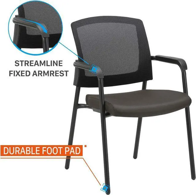 Alt view image 6 of 7 - CLATINA Office Reception Guest Chair Mesh Back Stacking with Ergonomic Lumbar Support and Thickened Seat Cushion for Waiting Conference Room Black