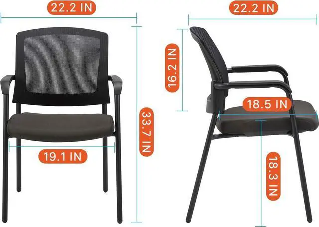 Alt view image 2 of 7 - CLATINA Office Reception Guest Chair Mesh Back Stacking with Ergonomic Lumbar Support and Thickened Seat Cushion for Waiting Conference Room Black