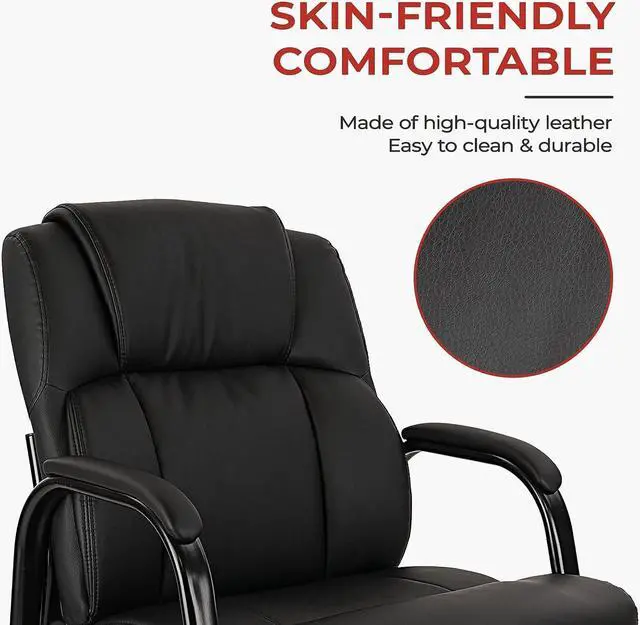 Alt view image 3 of 6 - CLATINA Waiting Room Guest Chair with Padded Arm Rest Leather Guest Chair for Reception Meeting Conference Office Home Black with Sled Base