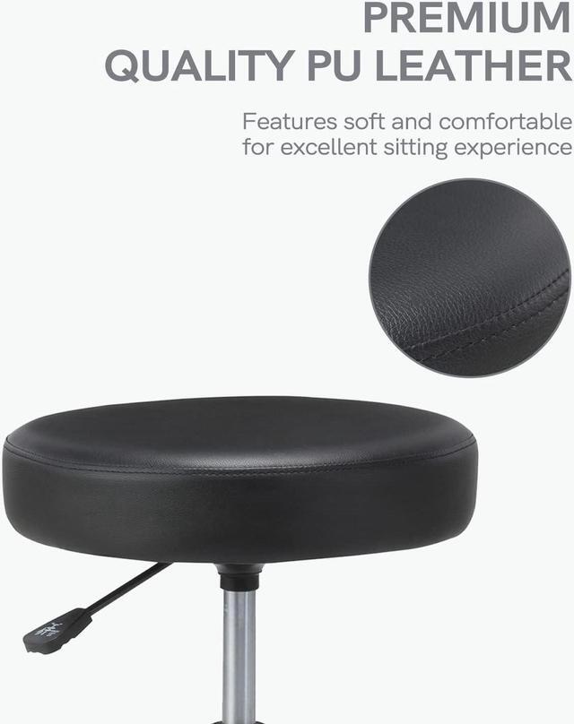 Alt view image 2 of 7 - KLASIKA Round Rolling Stool Swivel with Wheels Adjustable Height Seat 19.7"D x 19.7"W x 22"H Multi-Purpose Heavy Duty Wide Seat Drafting Stool Chair for Office Salon Massage Spa Medical Tattoo Beauty