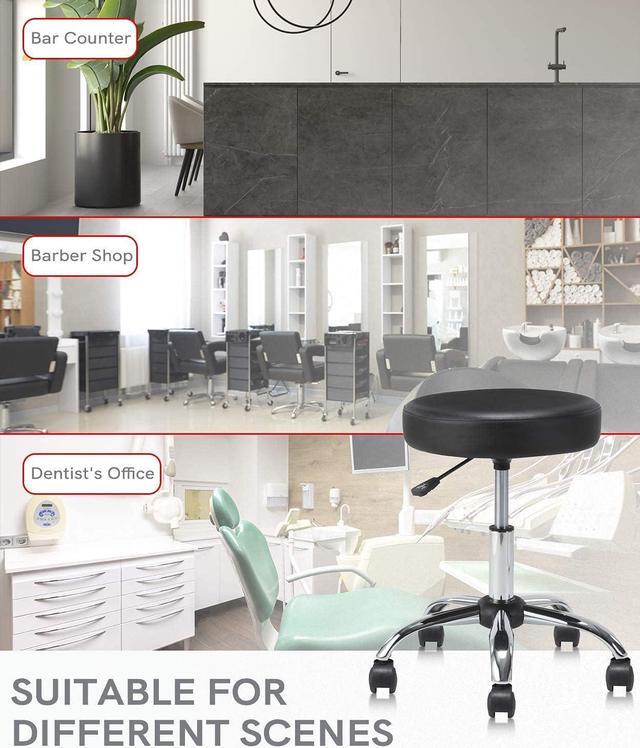 Alt view image 7 of 7 - KLASIKA Round Rolling Stool Swivel with Wheels Adjustable Height Seat 19.7"D x 19.7"W x 22"H Multi-Purpose Heavy Duty Wide Seat Drafting Stool Chair for Office Salon Massage Spa Medical Tattoo Beauty