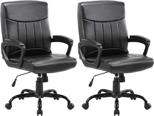 CLATINA Leather Office Executive Chair, Mid Back Computer Desk