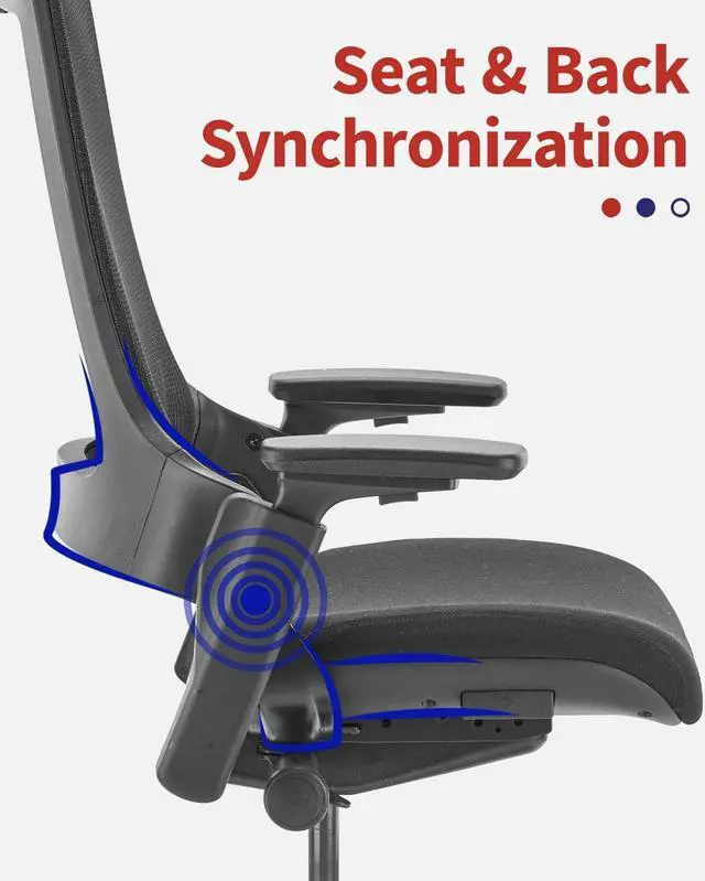 Alt view image 12 of 14 - CLATINA Ergonomic High Swivel Executive Chair with Adjustable Height Head 3D Arm Rest Lumbar Support and Upholstered Back for Home Office Black Mesh/High Back