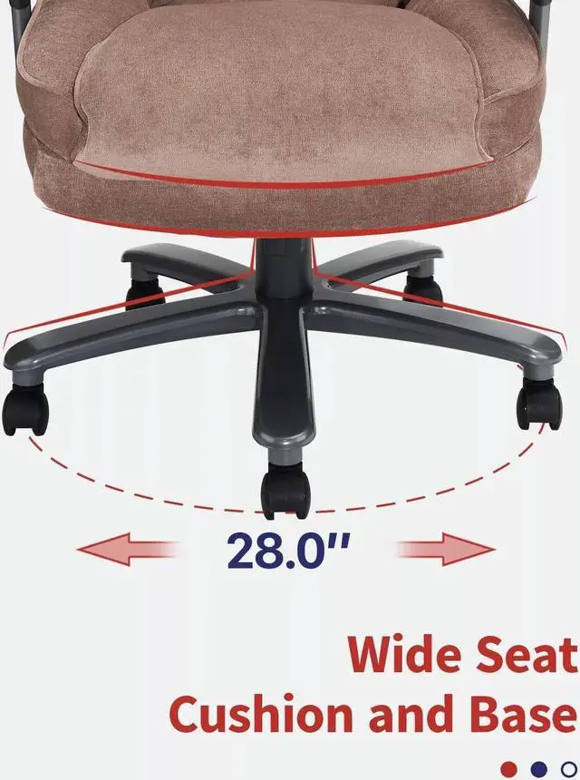 Alt view image 4 of 7 - CLATINA Ergonomic Big and Tall Executive Office Chair with Upholstered Swivel 400lbs High Capacity Adjustable Height Thick Padding Headrest and Armrest for Home Office Beige