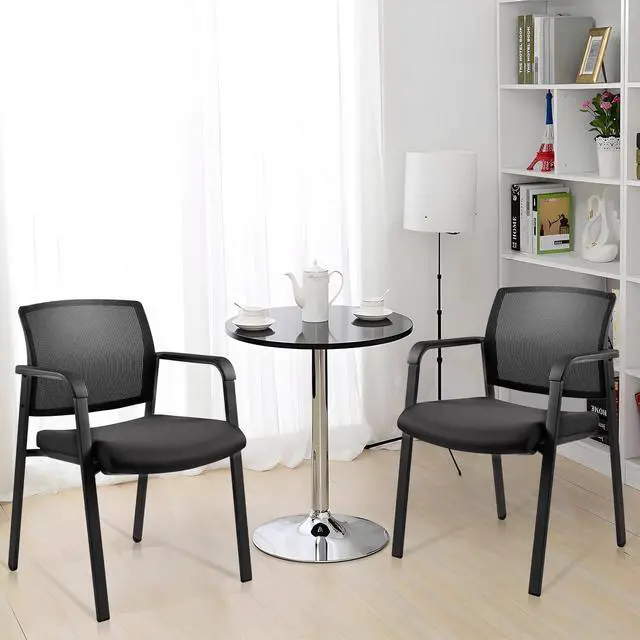 Alt view image 2 of 7 - CLATINA Office Reception Chairs with Ergonomic Lumber Support and Mesh Guest Chair for Office Waiting Room, Black