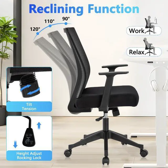 Alt view image 5 of 7 - CLATINA Home Office Chair Ergonomic Desk Chair Mesh Computer Chairs with Armrests Executive Rolling Wheels Swivel Heavy Duty Chairs Office, Home 1 Pack