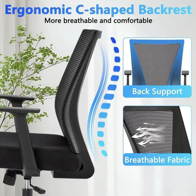 Alt view image 3 of 7 - CLATINA Home Office Chair Ergonomic Desk Chair Mesh Computer Chairs with Armrests Executive Rolling Wheels Swivel Heavy Duty Chairs Office, Home 1 Pack