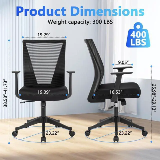 Alt view image 7 of 7 - CLATINA Home Office Chair Ergonomic Desk Chair Mesh Computer Chairs with Armrests Executive Rolling Wheels Swivel Heavy Duty Chairs Office, Home 1 Pack
