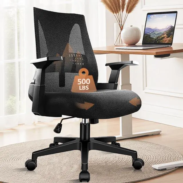 Main image of CLATINA 500lbs Big and Tall Office Chair Heavy Duty Mesh Ergonomic Computer Chairs with Adjustable Lumbar Support and Wide Comfy Seat for Home Office Conference Heavy People, Black