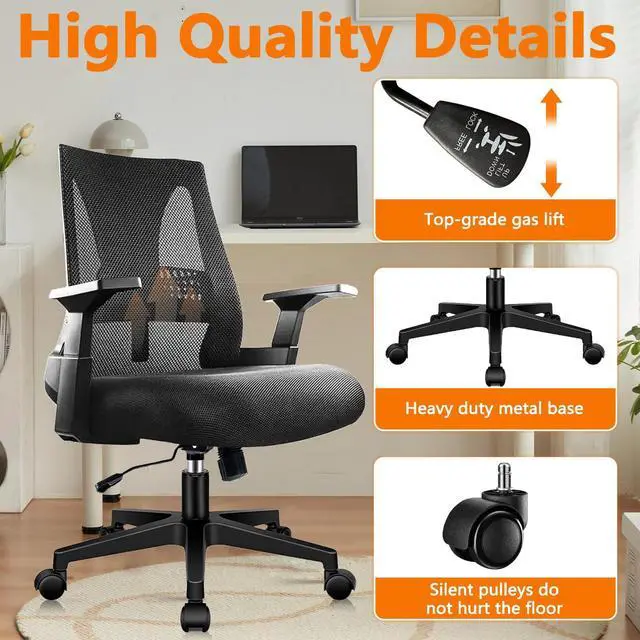 Alt view image 5 of 7 - CLATINA 500lbs Big and Tall Office Chair Heavy Duty Mesh Ergonomic Computer Chairs with Adjustable Lumbar Support and Wide Comfy Seat for Home Office Conference Heavy People, Black