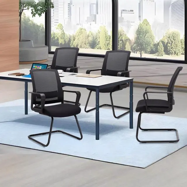 Alt view image 6 of 7 - CLATINA Office Guest Chair with Lumbar Support and Mid Back Mesh Space Air Grid Series for Reception Conference Room 2 Pack