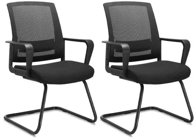 Main image of CLATINA Office Guest Chair with Lumbar Support and Mid Back Mesh Space Air Grid Series for Reception Conference Room 2 Pack