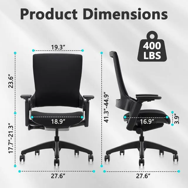 Alt view image 10 of 14 - CLATINA Ergonomic High Swivel Executive Chair with Adjustable Height Head 3D Arm Rest Lumbar Support and Upholstered Back for Home Office Black