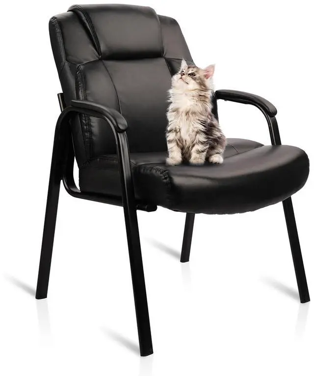 Main image of CLATINA Big & Tall 500 lb. Guest Chair, Leather Reception Chairs with Padded Arm Rest for Waiting Room Office Home and Meeting Conference-Black