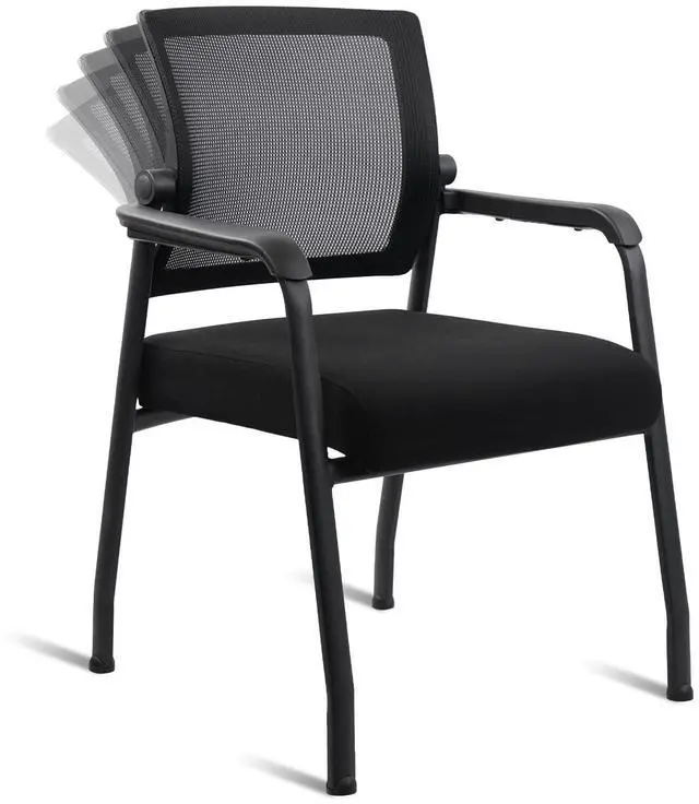 Main image of Desk Chair No Wheels with Adjustable Mesh Backrest, Arm Chair with Ergonomic Lumbar Support and Thickened Seats Cushion, Waiting Room Chairs for Office School Church Guest Reception