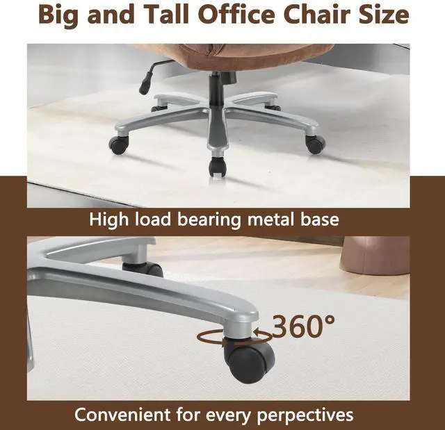 Alt view image 7 of 7 - CLATINA Ergonomic Big and Tall Executive Office Chair with Upholstered Swivel 800lbs High Capacity Adjustable Height Thick Padding Headrest and Armrest for Home Office Beige