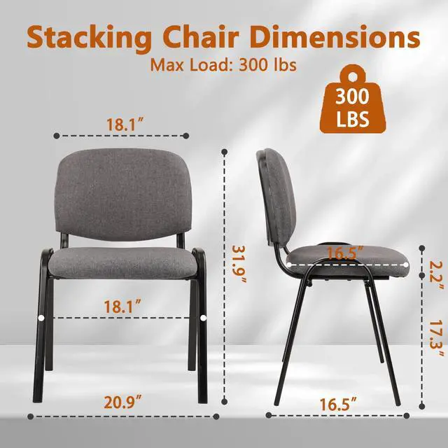 Alt view image 2 of 7 - CLATINA Waiting Room Chairs Fabric Stackable Chair Metal Frame with Lumbar Support and Thickened Seat Cushion for Waiting Conference Room Guest Chairs 1 Pack