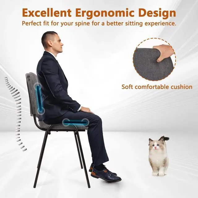 Alt view image 3 of 7 - CLATINA Waiting Room Chairs Fabric Stackable Chair Metal Frame with Lumbar Support and Thickened Seat Cushion for Waiting Conference Room Guest Chairs 1 Pack