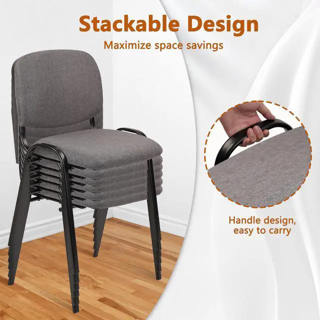 Alt view image 6 of 7 - CLATINA Waiting Room Chairs Fabric Stackable Chair Metal Frame with Lumbar Support and Thickened Seat Cushion for Waiting Conference Room Guest Chairs 1 Pack