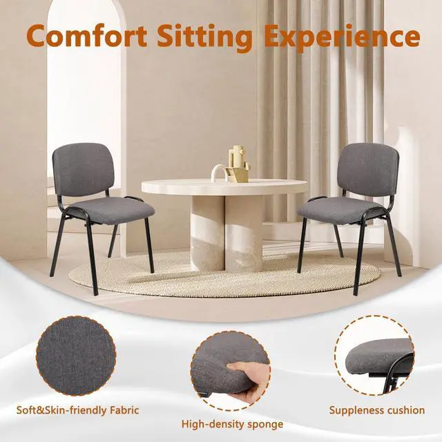 Alt view image 4 of 7 - CLATINA Waiting Room Chairs Fabric Stackable Chair Metal Frame with Lumbar Support and Thickened Seat Cushion for Waiting Conference Room Guest Chairs 1 Pack
