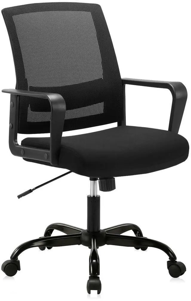 Main image of CLATINA Office Chair, Mid Back Ergonomic Desk Chairs Rolling Mesh Computer Chair with Executive Lumbar Support and Height Adjustable Design for Home Office, Black