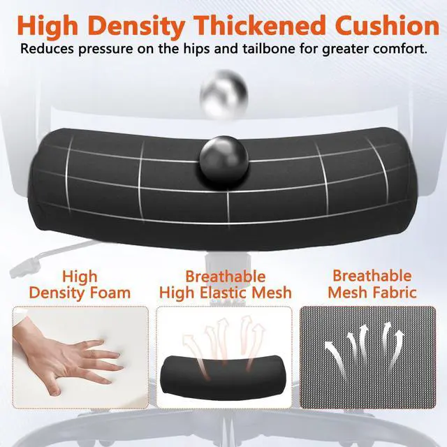 Alt view image 6 of 7 - CLATINA Office Chair, Mid Back Ergonomic Desk Chairs Rolling Mesh Computer Chair with Executive Lumbar Support and Height Adjustable Design for Home Office, Black