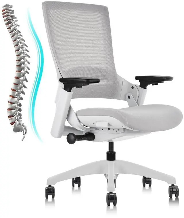 Main image of CLATINA Office Chair Swivel Executive Chair, Adjustable Ergonomic Computer Chair with 3D Armrest and Lumbar Support, Mesh Backrest Task Chair for Home Office Conference Room Grey