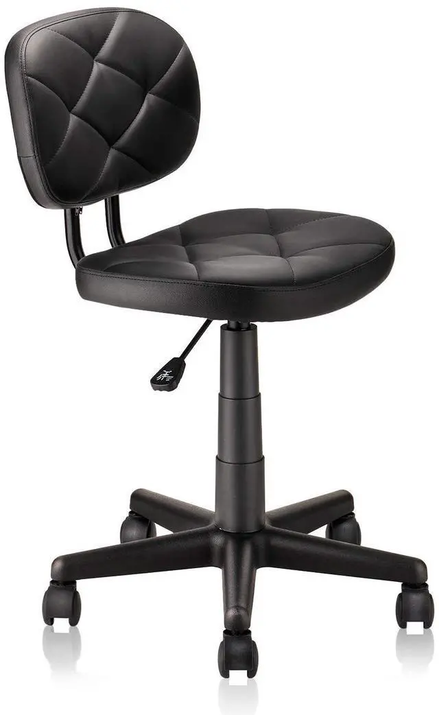 Main image of Round Rolling Stool with Adjustable Height and Pu Leather Backrest Swivel Stool Chair for Salon Tattoo Work Office Massage Black