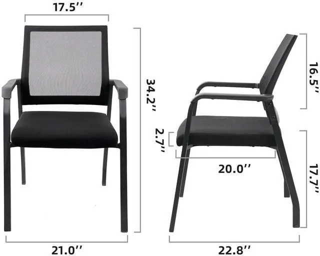 Alt view image 3 of 7 - KLASIKA Desk Chair No Wheels, Arm Chair with Ergonomic Lumbar Support and Thickened Seats Cushion, Waiting Room Chairs for Office School Church Guest Reception, Black