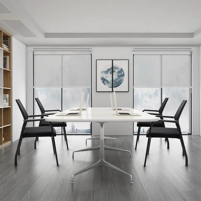 Alt view image 7 of 7 - KLASIKA Desk Chair No Wheels, Arm Chair with Ergonomic Lumbar Support and Thickened Seats Cushion, Waiting Room Chairs for Office School Church Guest Reception, Black