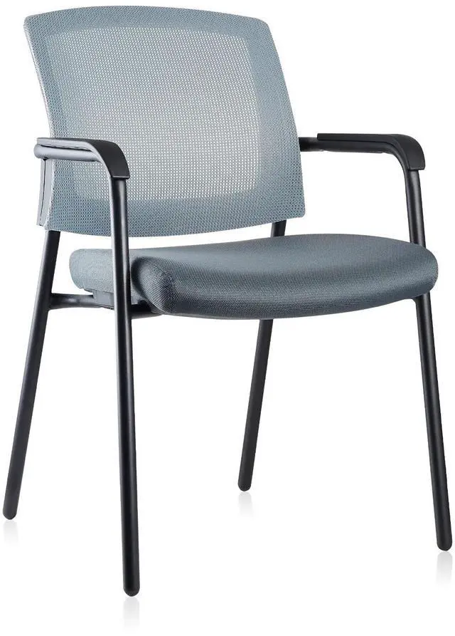 Main image of CLATINA Office Reception Guest Chair Mesh Back Stacking with Ergonomic Lumbar Support and Thickened Seat Cushion for Waiting Conference Room Gray