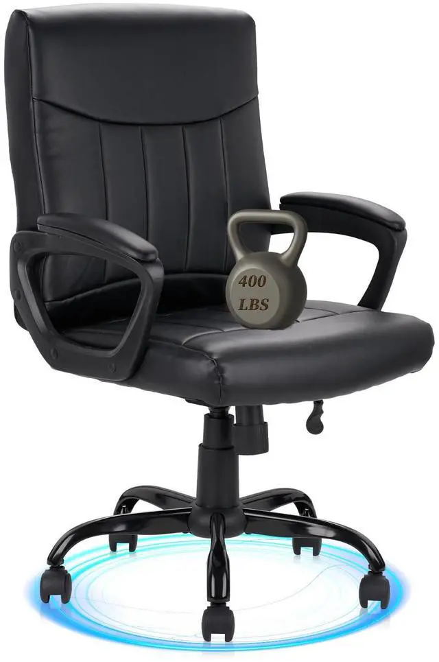 Main image of CLATINA Mid Back Leather Office Executive Chair with Lumbar Support and Padded Armrestes Swivel Adjustable Ergonomic Design for Home Computer Desk