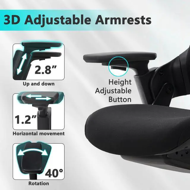 Alt view image 5 of 7 - Clatina Mellet Office Chairs Gaming Chairs, High Back Adjustable Ergonomic Office Leisure Game Chair