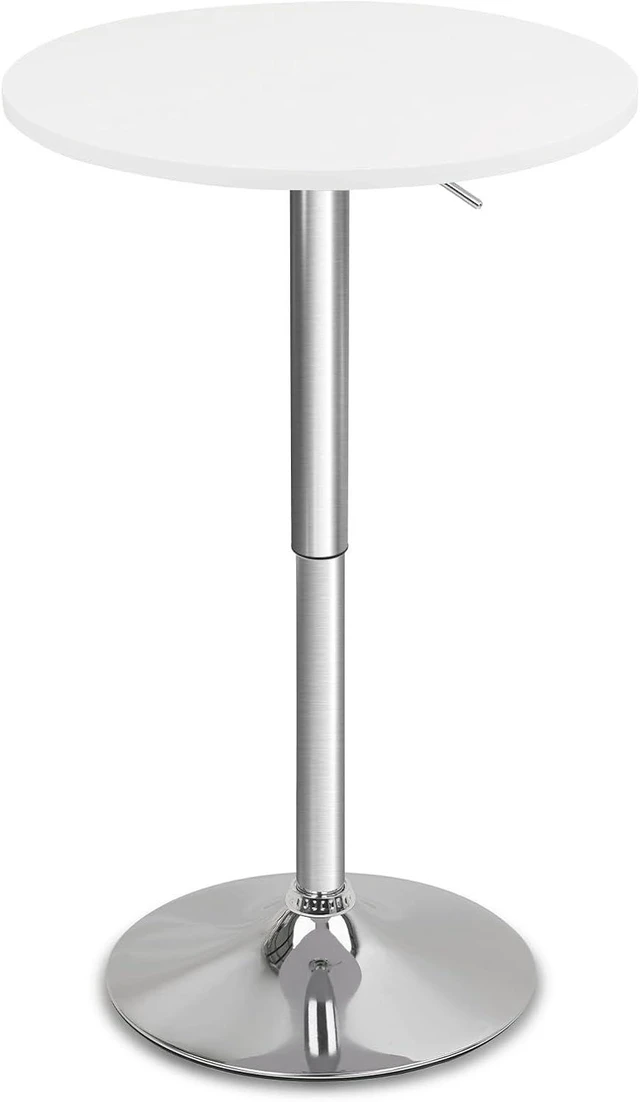 Main image of CLATINA Round Bar Pub Table, 26"-36" Height Adjustable Bistro Tables with Gold Base, 360°Swivel High Top Cocktail Table for Home Kitchen Party Drink Restaurant Wedding Cafe Office Reception,Silver