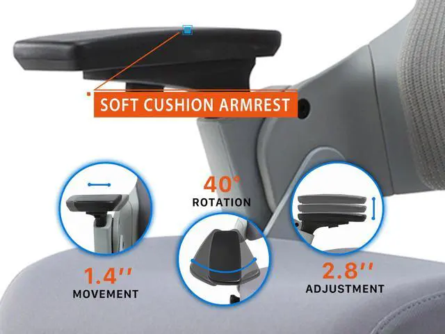 Alt view image 3 of 6 - CLATINA 247 Series High Back Ergonomic Office Desk Chairs and Mesh Executive Chairs with Back Support, Grey