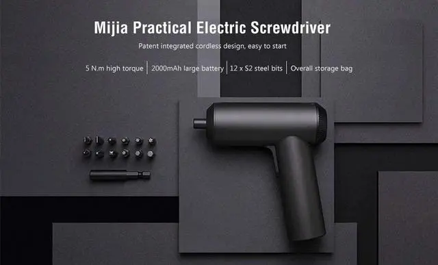 Alt view image 2 of 7 - MIJIA Electric Cordless Screwdriver, 5N.m Torque, 3.6V USB 2000mAh Rechargeable Battery, 3 LED Shadow Light, 12 pieces of S2 Steel Bits
