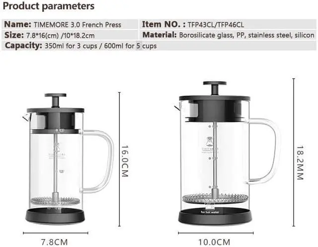 Alt view image 7 of 7 - TIMEMORE French Press Coffee Maker Double Filter Mesh 350ml