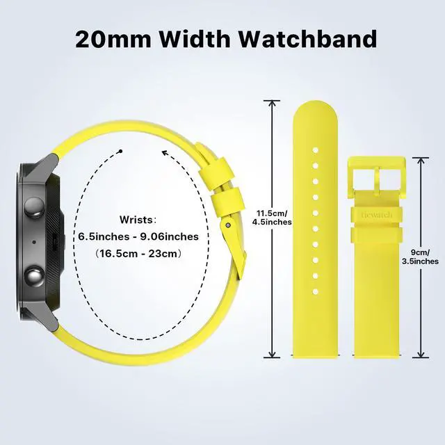 Alt view image 2 of 7 - TicWatch E3 Watch Band Replacement Watchband for TicWatch E3, Watch Strap for TicWatch E3, 20mm Width Silicone Watch Bands