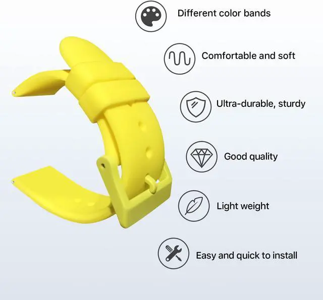 Alt view image 6 of 7 - TicWatch E3 Watch Band Replacement Watchband for TicWatch E3, Watch Strap for TicWatch E3, 20mm Width Silicone Watch Bands