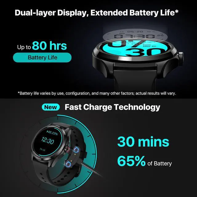 Alt view image 4 of 7 - Ticwatch Pro 5 Android Smartwatch for Men Snapdragon W5+ Gen 1 Platform Wear OS Smart Watch 80 Hrs Long Battery Life Health Fitness Tracking Built in GPS 5ATM Water Resistance Compass NFC Mic Speaker