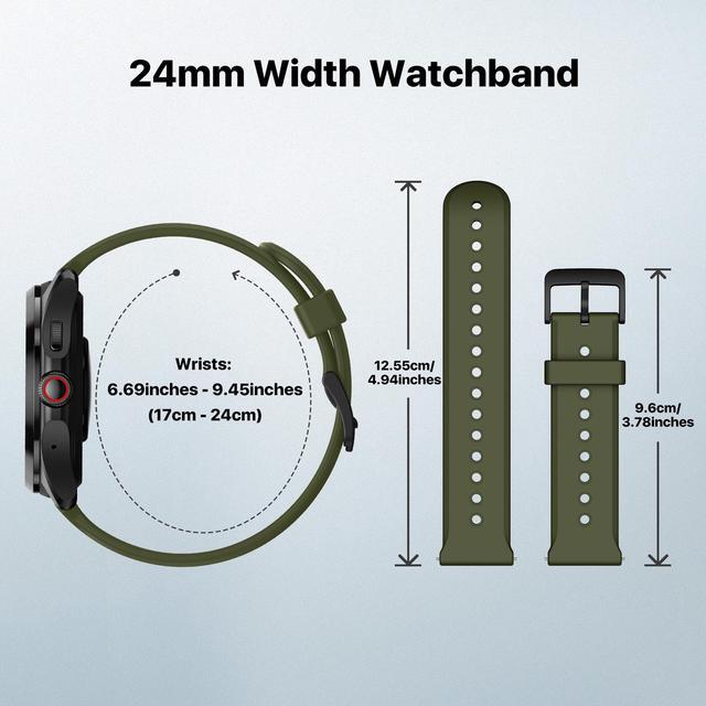 Alt view image 2 of 6 - Mobvoi Ticwatch Pro 5 Smartwatch Band Replacement 24mm Width Silicone Watch Strap Quick Release Genuine Watch Band Only for Pro 5 Watch, Jungle Green