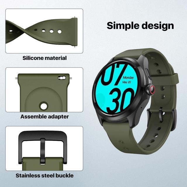 Alt view image 3 of 6 - Mobvoi Ticwatch Pro 5 Smartwatch Band Replacement 24mm Width Silicone Watch Strap Quick Release Genuine Watch Band Only for Pro 5 Watch, Jungle Green
