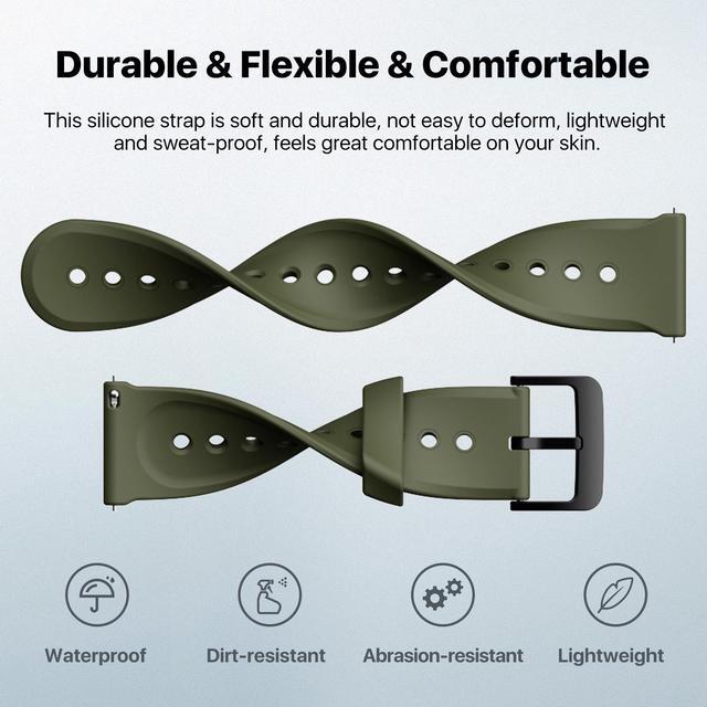 Alt view image 4 of 6 - Mobvoi Ticwatch Pro 5 Smartwatch Band Replacement 24mm Width Silicone Watch Strap Quick Release Genuine Watch Band Only for Pro 5 Watch, Jungle Green