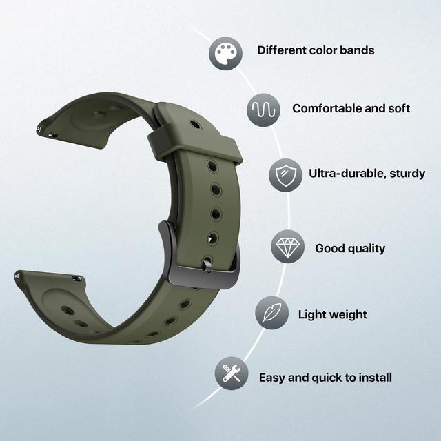 Alt view image 5 of 6 - Mobvoi Ticwatch Pro 5 Smartwatch Band Replacement 24mm Width Silicone Watch Strap Quick Release Genuine Watch Band Only for Pro 5 Watch, Jungle Green