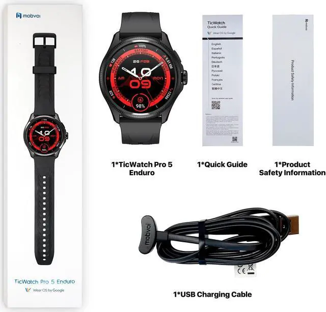 Alt view image 7 of 7 - Mobvoi TicWatch Pro 5 Enduro Smartwatch for Men 1.43" Android SmartWatch 90 Hrs Battery 110+ Workout Modes 7/24 Heart Rate Health Fitness Tracker Outdoor 5ATM GPS Compass Android Compatible Only