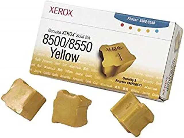 Main image of Xerox Phaser 8500, 8550 Standard Yield, Yellow Solid Ink Cartridge, 3/Pack (108R671)