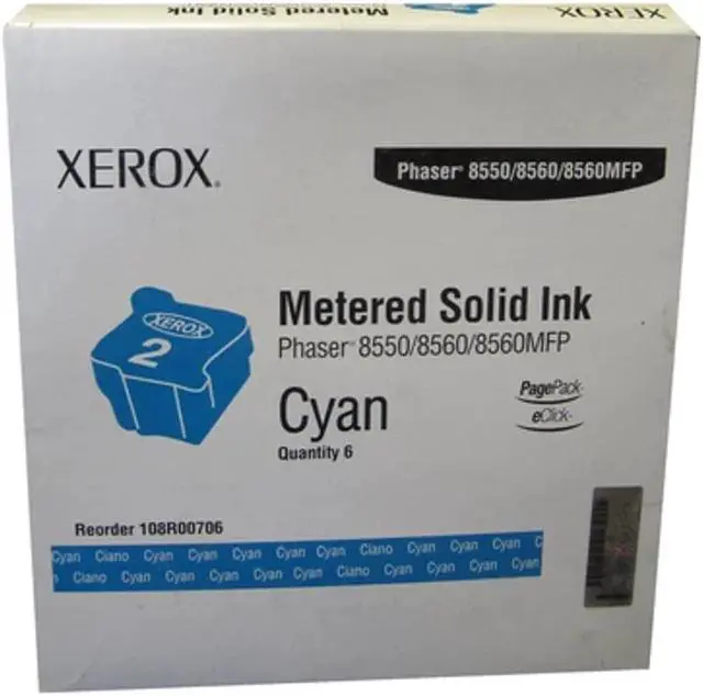Main image of Xerox Phaser 8500, 8550, 8560MFP Cyan Solid Ink, 6/box (108R706)