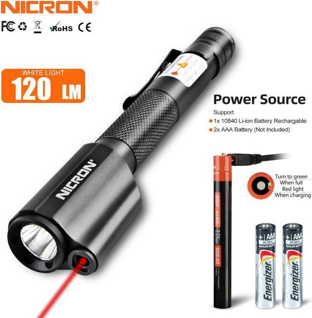 NICRON LED Flashlight Inspection Penlight with Laser Pointer For Guide Use  Waterproof IP65 2x AAA 120LM Mini Torch Lamp Lighting Laser B24 