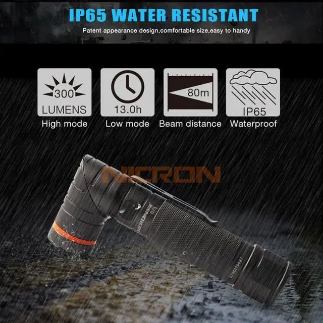 Alt view image 3 of 7 - NICRON Rechargeable Flashlight 1000lm B75 Torchlight 90 Degree Twist 395nm UV/ White 2-Color Flashlight UV Torch Light B75
