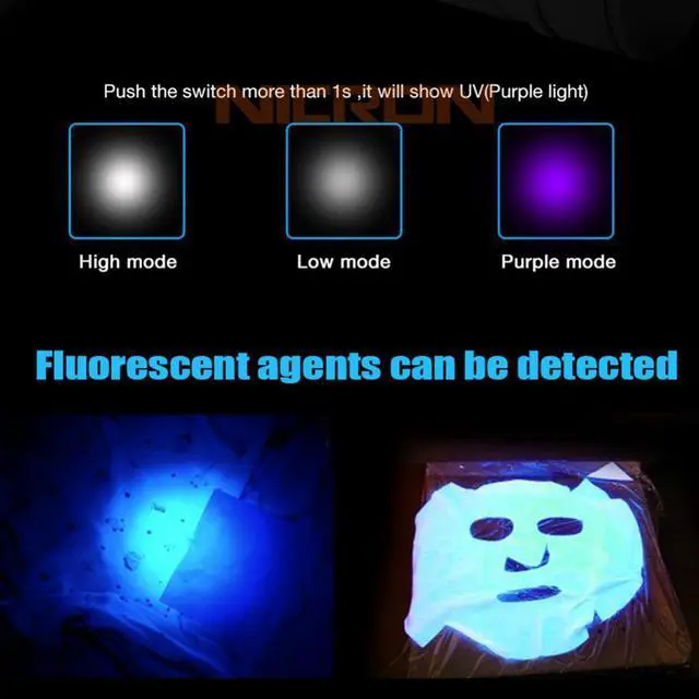 Alt view image 7 of 7 - NICRON Rechargeable Flashlight 1000lm B75 Torchlight 90 Degree Twist 395nm UV/ White 2-Color Flashlight UV Torch Light B75